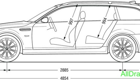 BMW M5 E61 Touring (БМВ М5 Е61 Туринг) - чертежи (рисунки) автомобиля